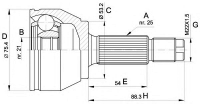 OPEN PARTS cvj551410 -  Шарнирный комплект, приводной вал